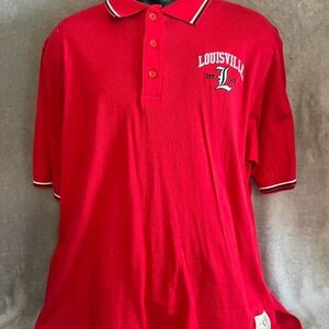 Izod Red Louisville Collegiate Polo Shirt Mens Large Short Sleeve University